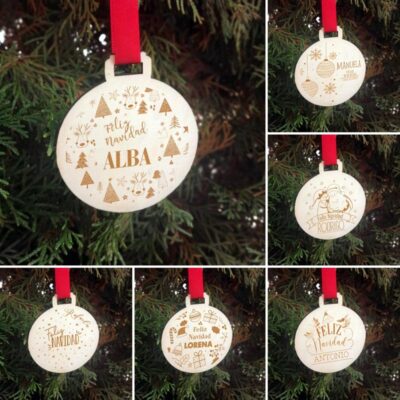 Bolas Navidad Abedul Personalizadas